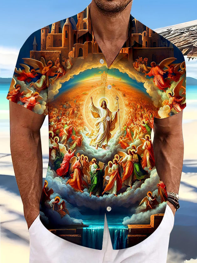 men's art print shirt front view