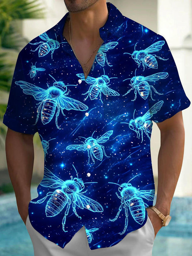 Men's Hawaiian pocket short sleeve shirt front view for tropical beach vacation