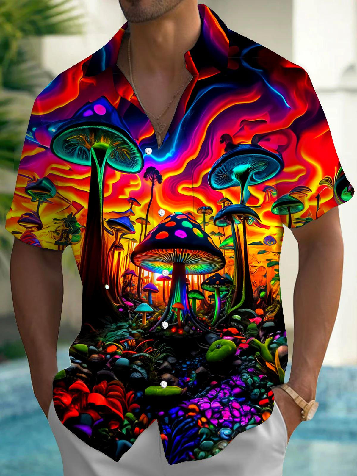 Mushroom Men's Pocket Short Sleeve Shirts