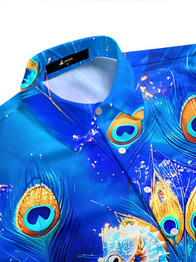men's exotic bird pattern shirt side view