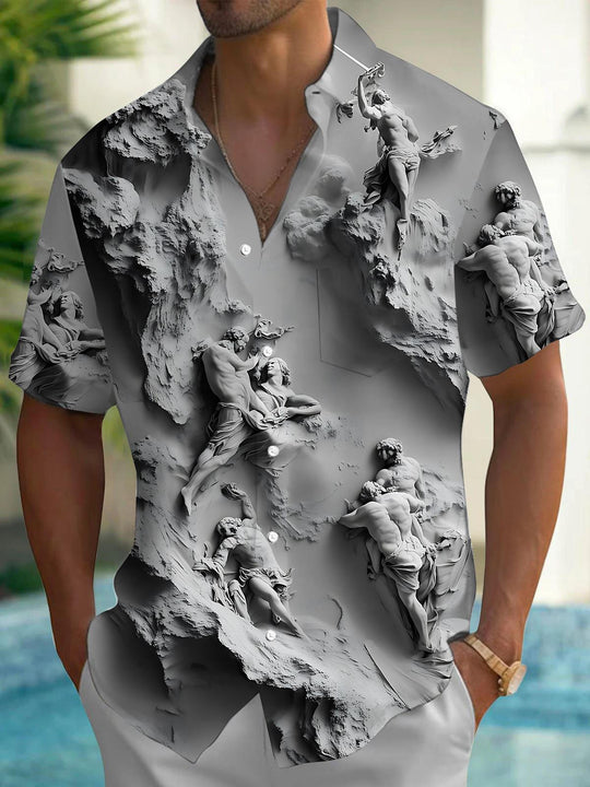 men's art print shirt front view