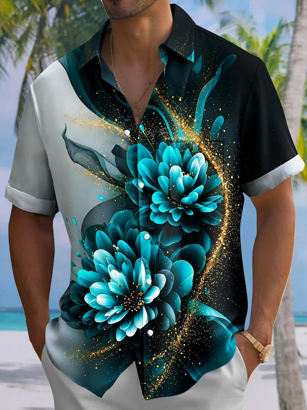 Floral Men's Pocket Short Sleeve Shirts