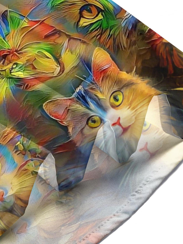 men's cat print shirt summer vacation