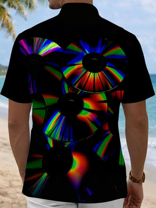 Men's CD Print Pocket Short Sleeve Shirt Back View