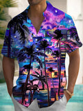 Coconut Tree Men's Pocket Short Sleeve Shirts