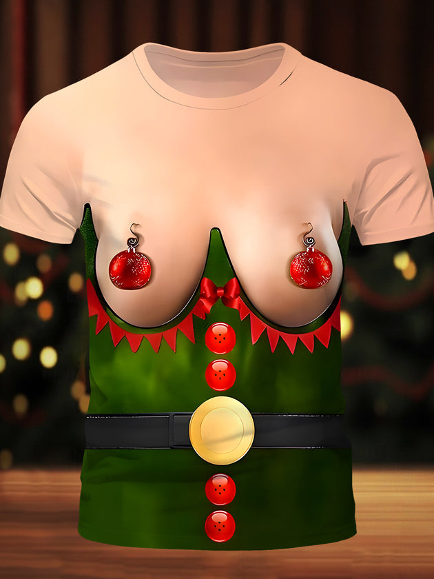 men's Christmas graphic t-shirt front view holiday party