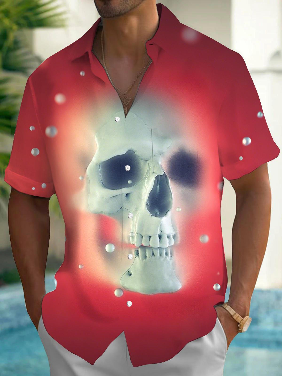 men's skull print shirt front view