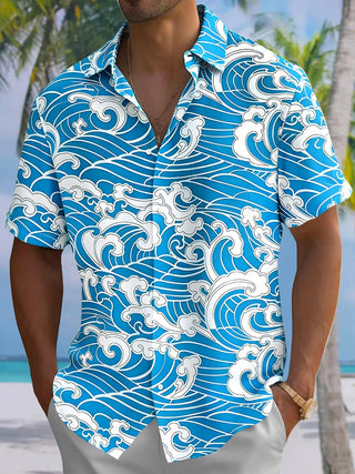 Hawaiian Sea Wav Men's Pocket Short Sleeve Shirts