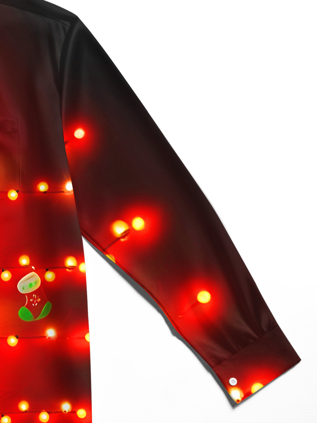Fun Christmas Light-Up Socks Xmas Men's Pocket Long Sleeve Shirts