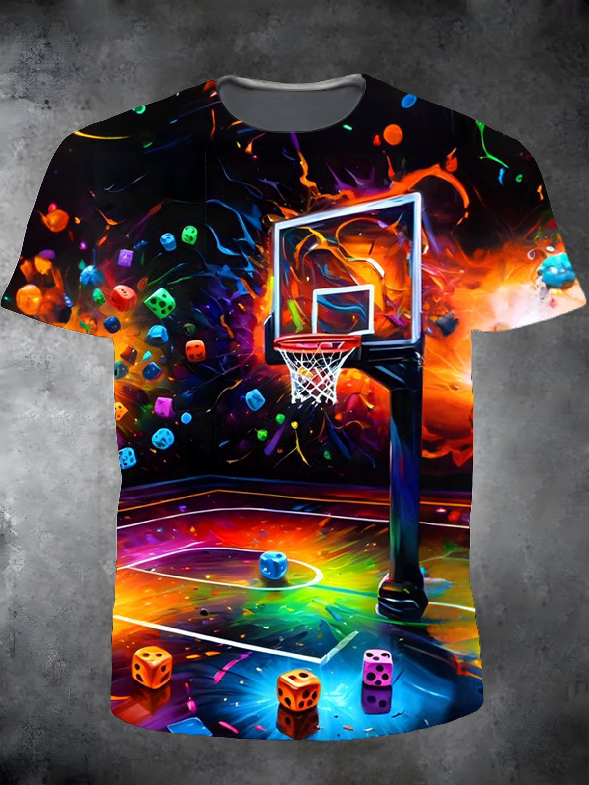 Basketball Round Neck Short Sleeve Men's T-shirt