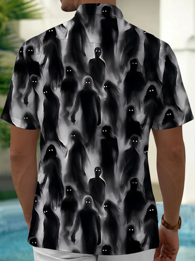 Men's Ghost Print Short Sleeve Shirt Back View