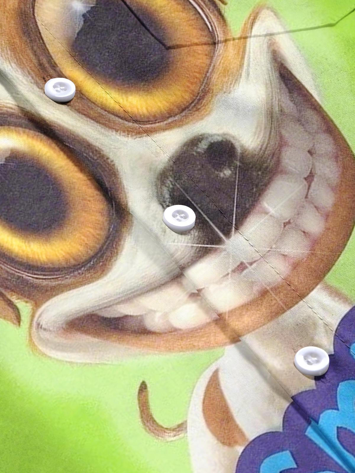 Funny Dog Print Men's Pocket Short Sleeve Shirts