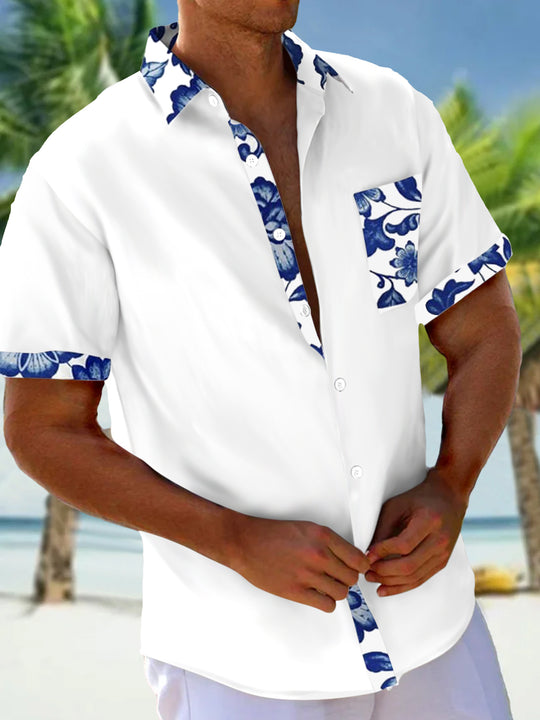 men's Hawaiian shirt front view tropical beach vacation
