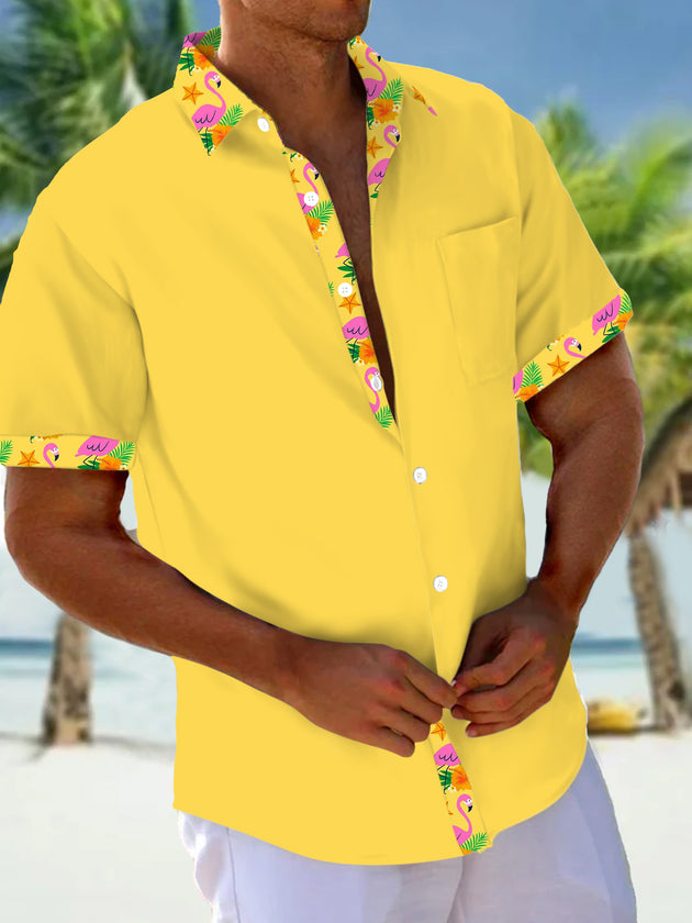 men's flamingo print shirt front view