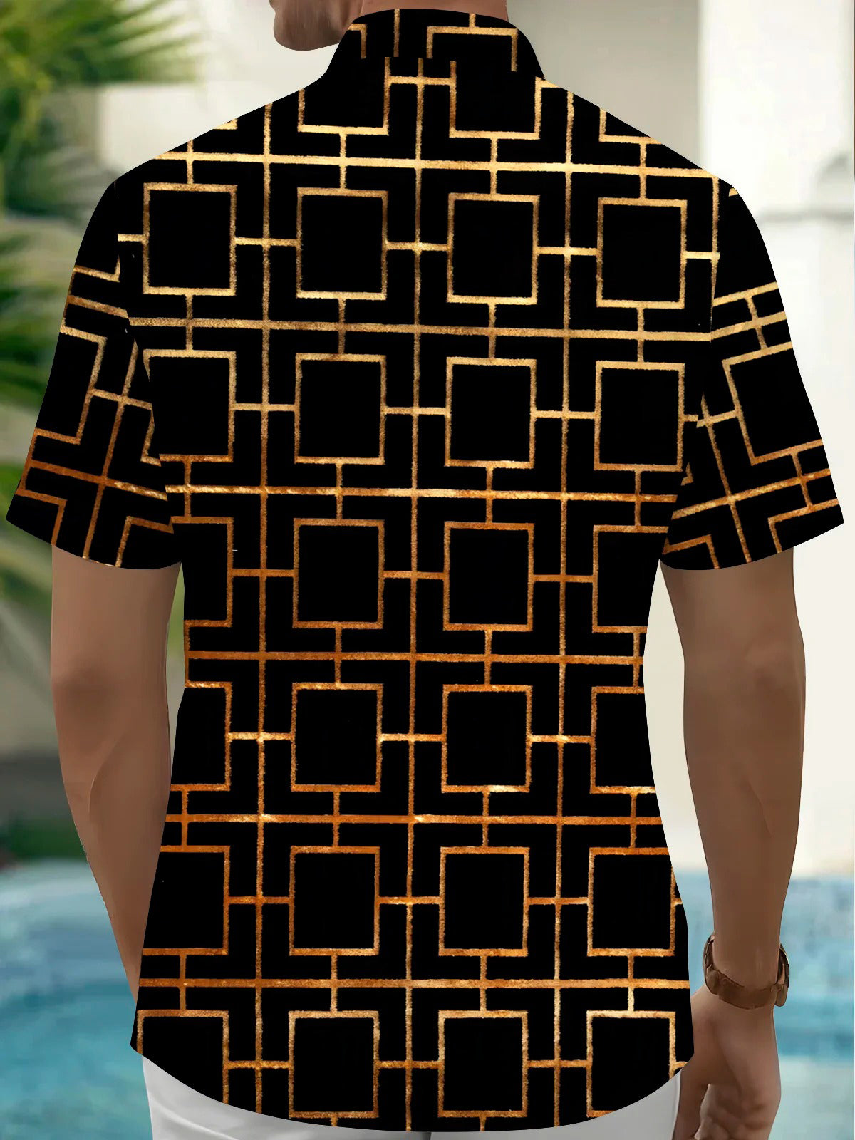 Geometric Print Men's Pocket Short Sleeve Shirts