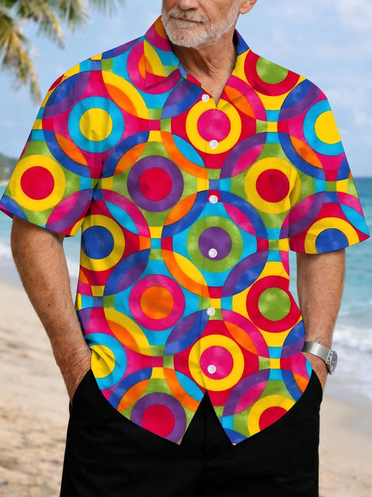 men's geometric print shirt front view