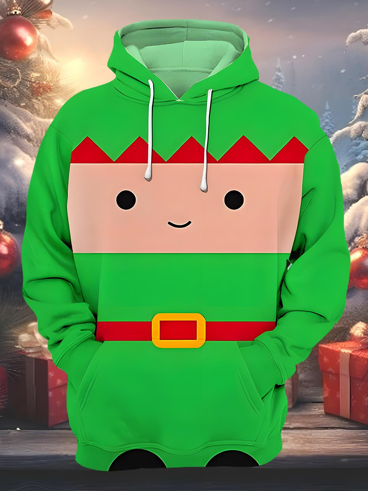 Funny Christmas Costume Men's Long Sleeve Pocket Hoodies