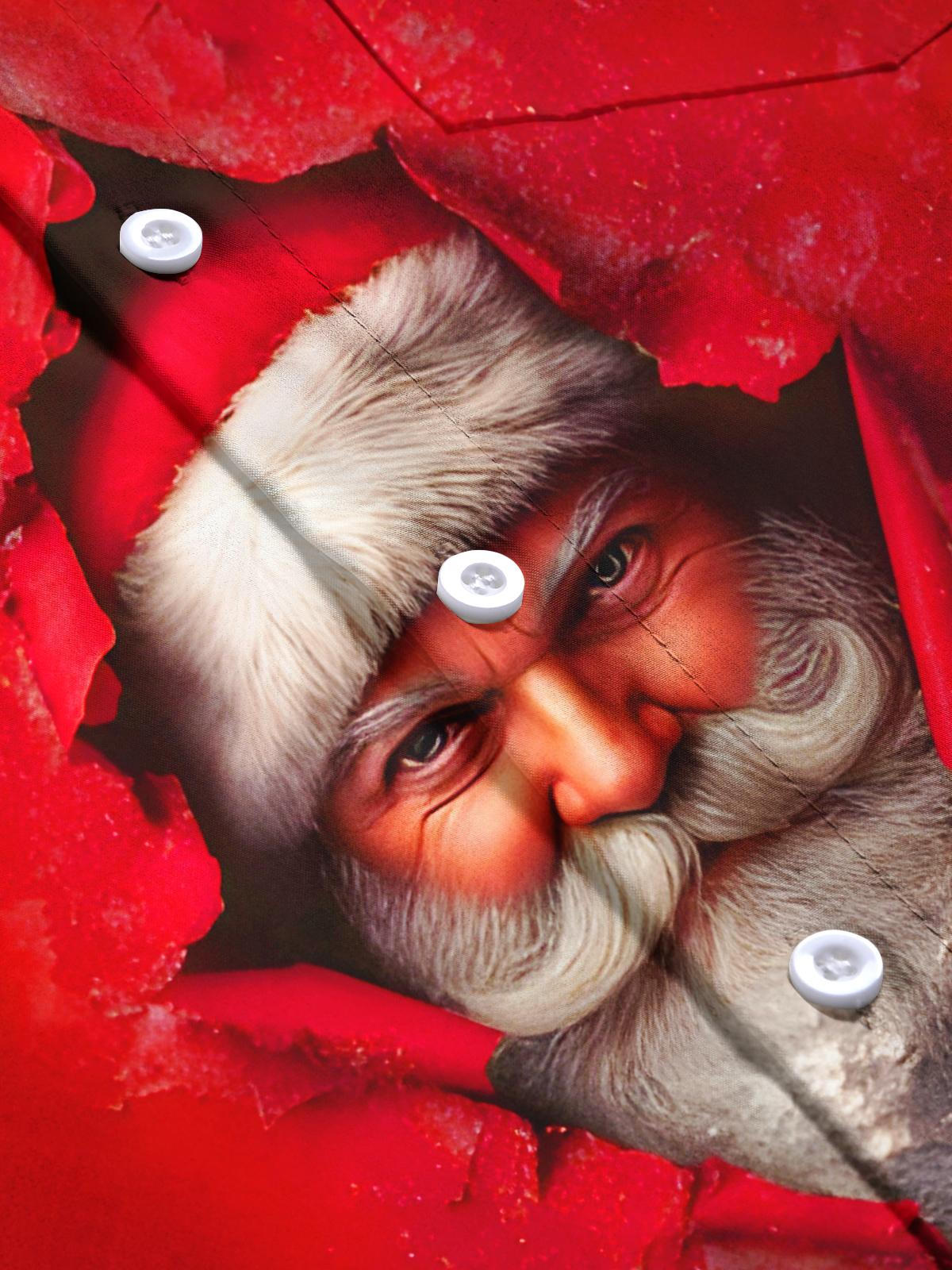 Funny Santa Claus Xmas Men's Pocket Long Sleeve Shirts