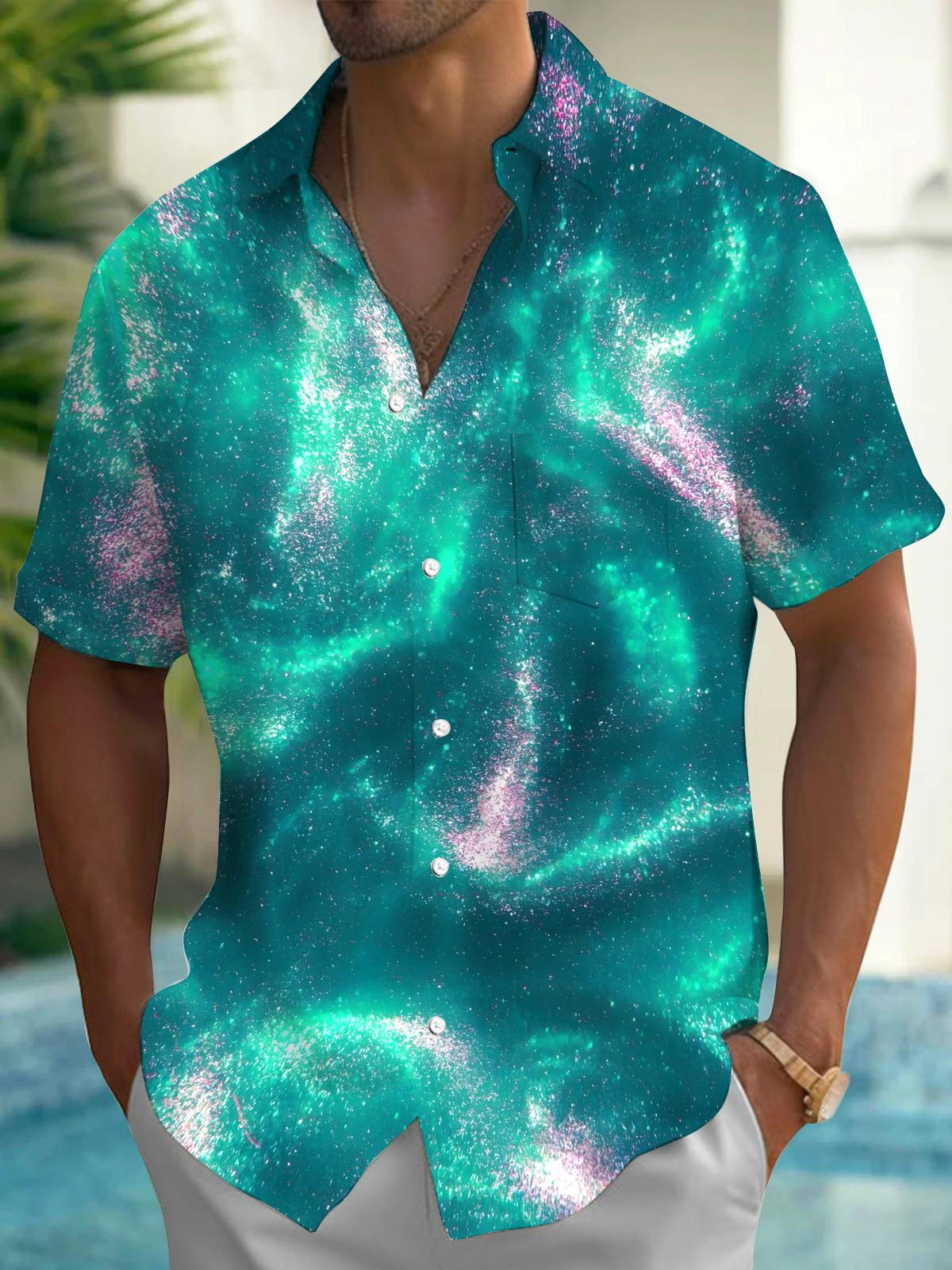 Abstract Men's Pocket Short Sleeve Shirts