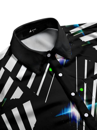 men's geometric print pocket half sleeve shirt side view