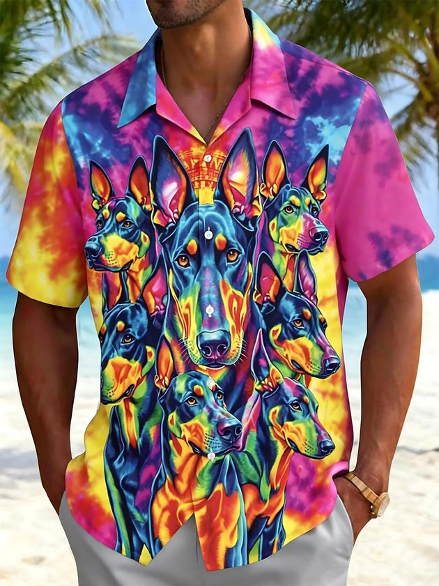 men's dog print shirt front view