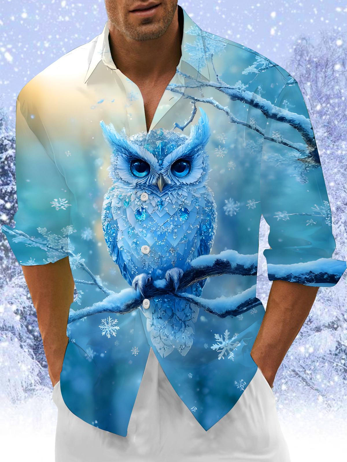 Ice Owl Men's Pocket Long Sleeve Shirts