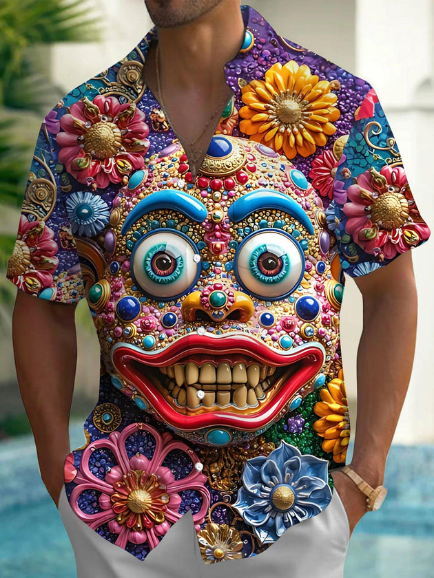 Men's funny print short sleeve shirt front view