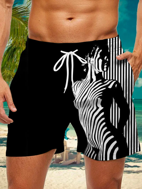 men's art print casual pants front view