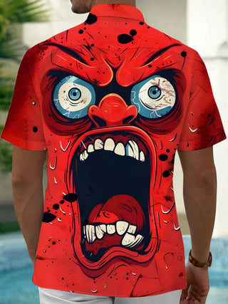 men's funny print pocket short sleeve shirt back view