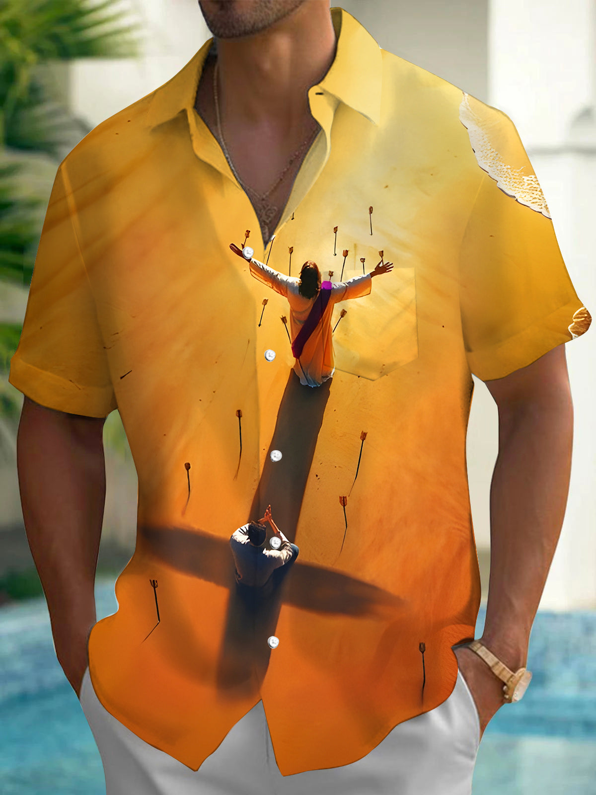 Jesus Cross Religion Men's Pocket Short Sleeve Shirts