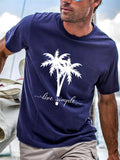 Hawaiian Coconut Tree Round Neck Short Sleeve Men's T-shirt