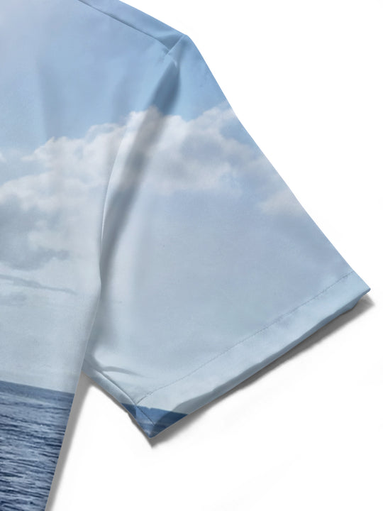 men's printed shirt close-up short sleeve
