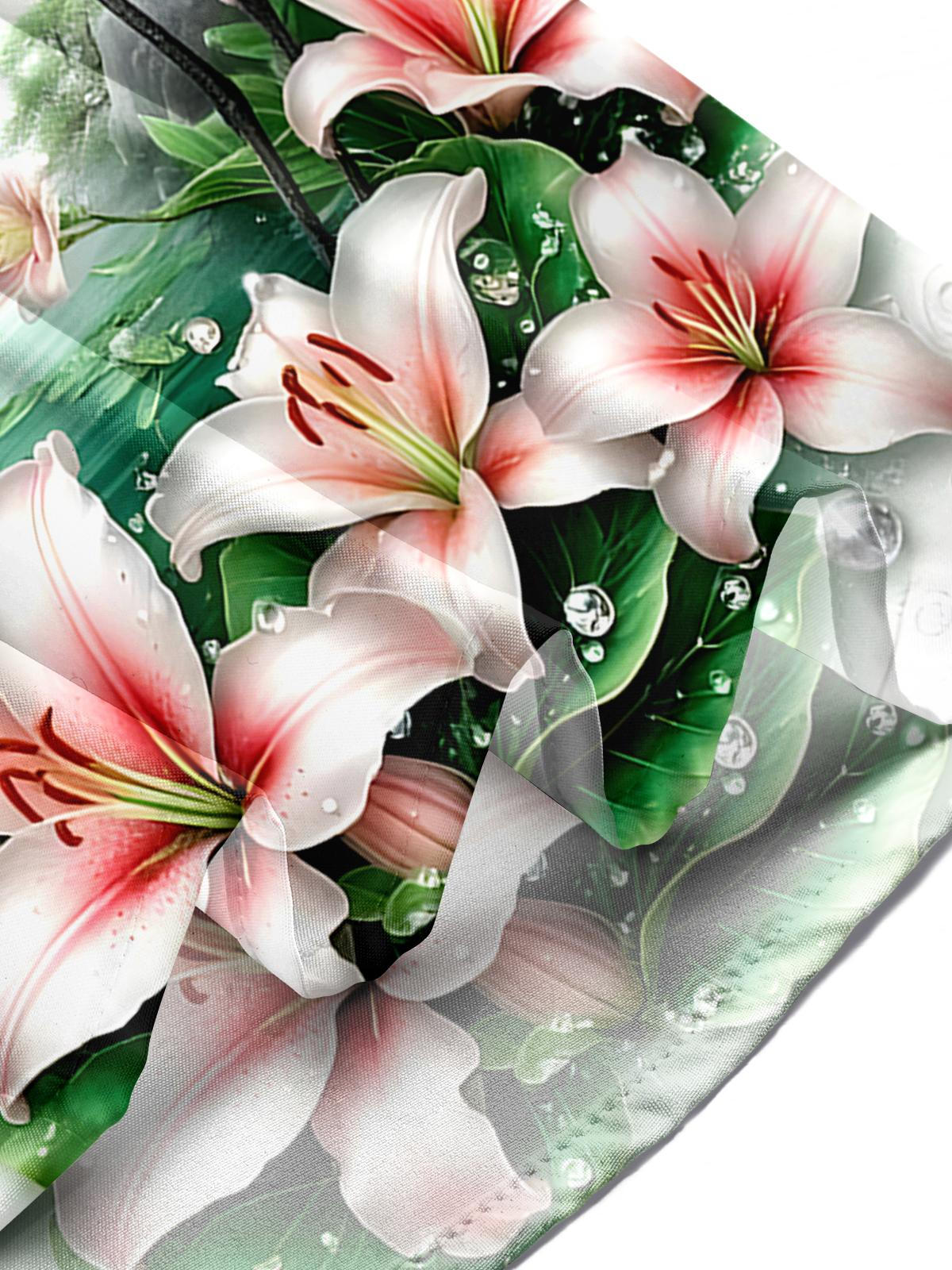 Crane Pine And Cypress Floral Men's Pocket Short Sleeve Shirts