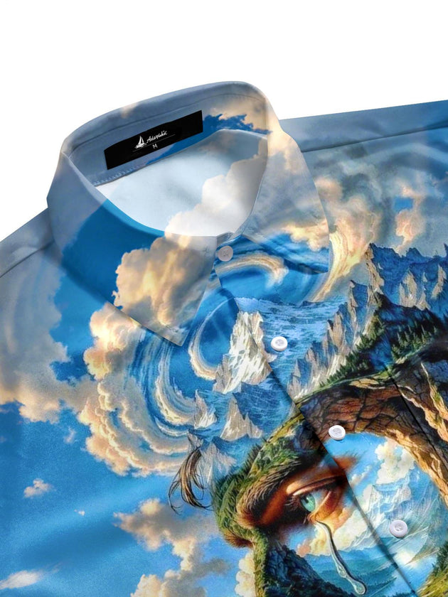 men's sea print shirt side view