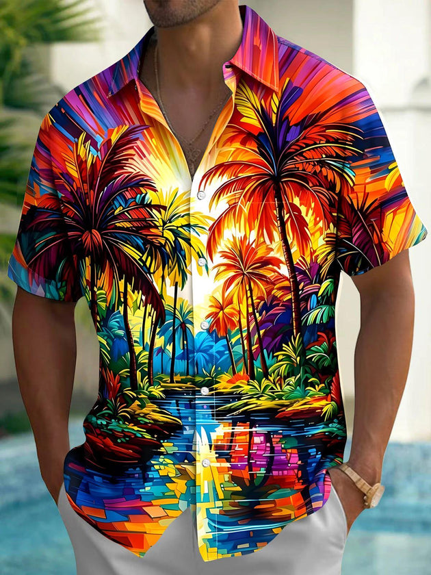 men's Hawaiian shirt front view tropical beach vacation