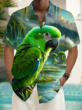 Parrot Print Men's Pocket Short Sleeve Shirts