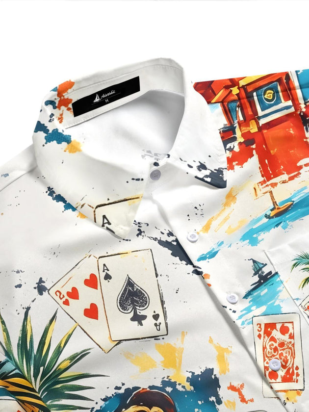 men's Hawaiian short sleeve flat lay shirt