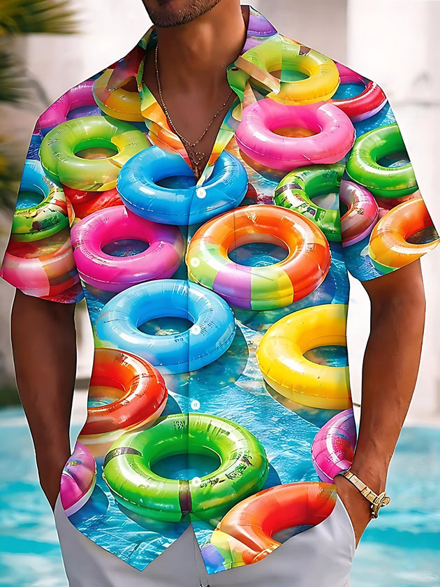 men's Hawaiian shirt front view tropical beach vacation