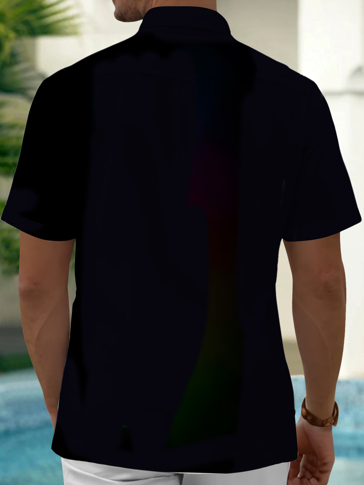 Colorful Geometric Square Print Men's Pocket Short Sleeve Shirts