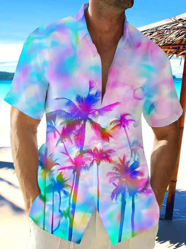 men's Hawaiian shirt front view tropical beach vacation