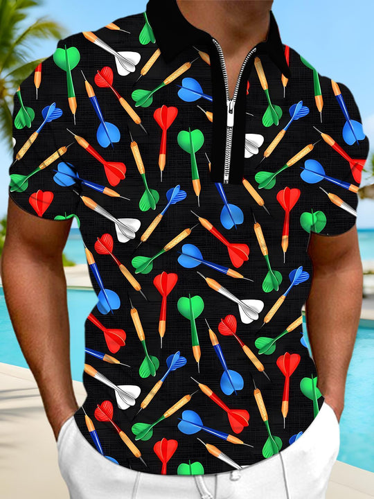 Game Dart Men's Short Sleeve Zipper Polo