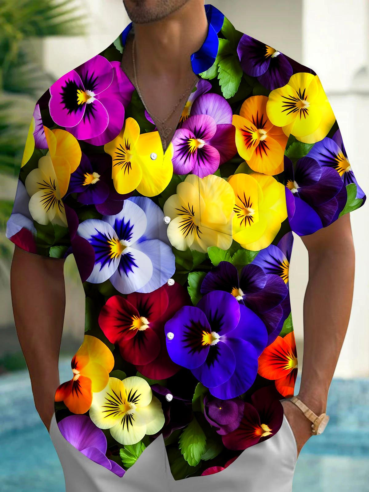 Floral Men's Pocket Short Sleeve Shirts