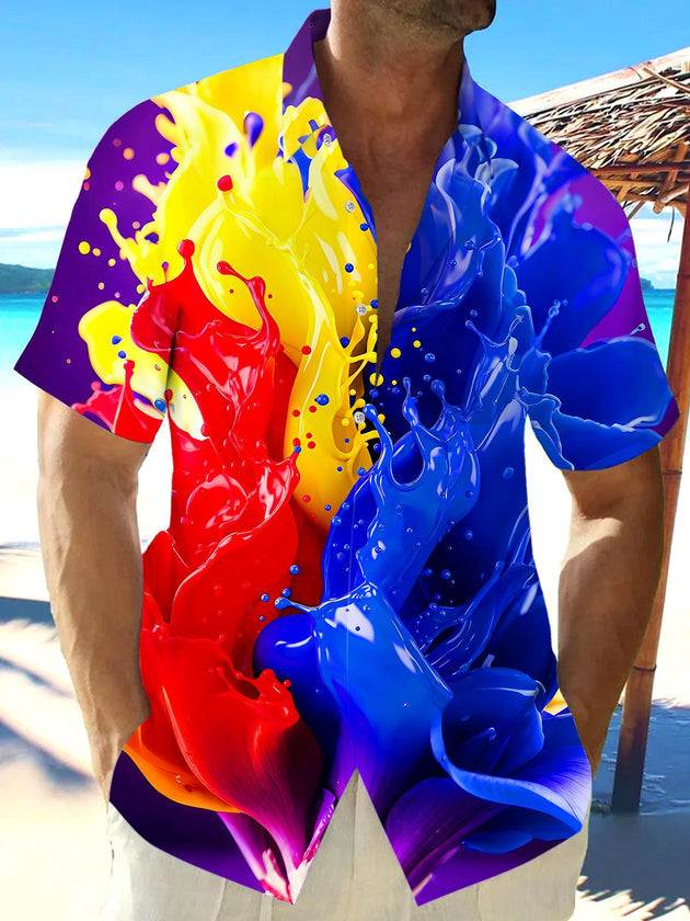 Men's Hawaiian short sleeve shirt front view tropical beach vacation
