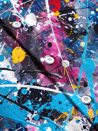 men's abstract print short sleeve flat lay shirt
