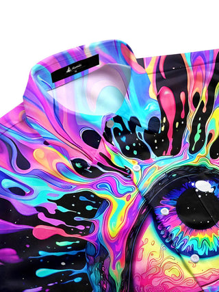 Men's tie-dye short sleeve shirt side view