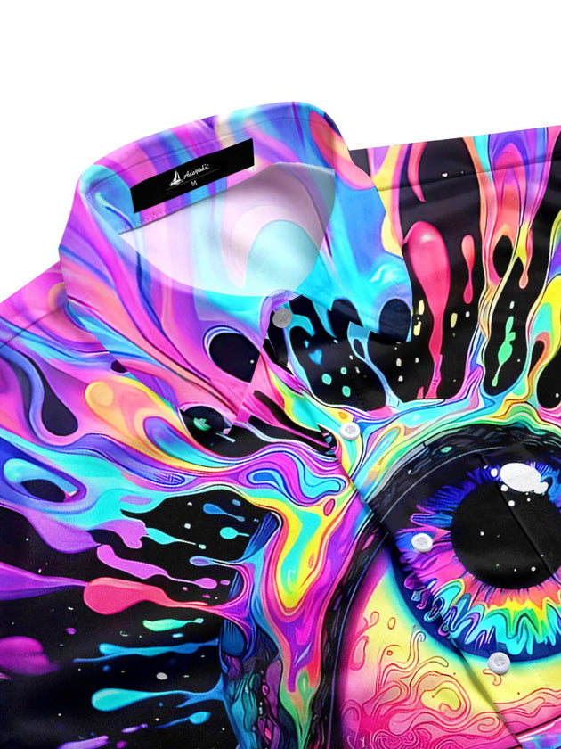 Men's tie-dye short sleeve shirt side view