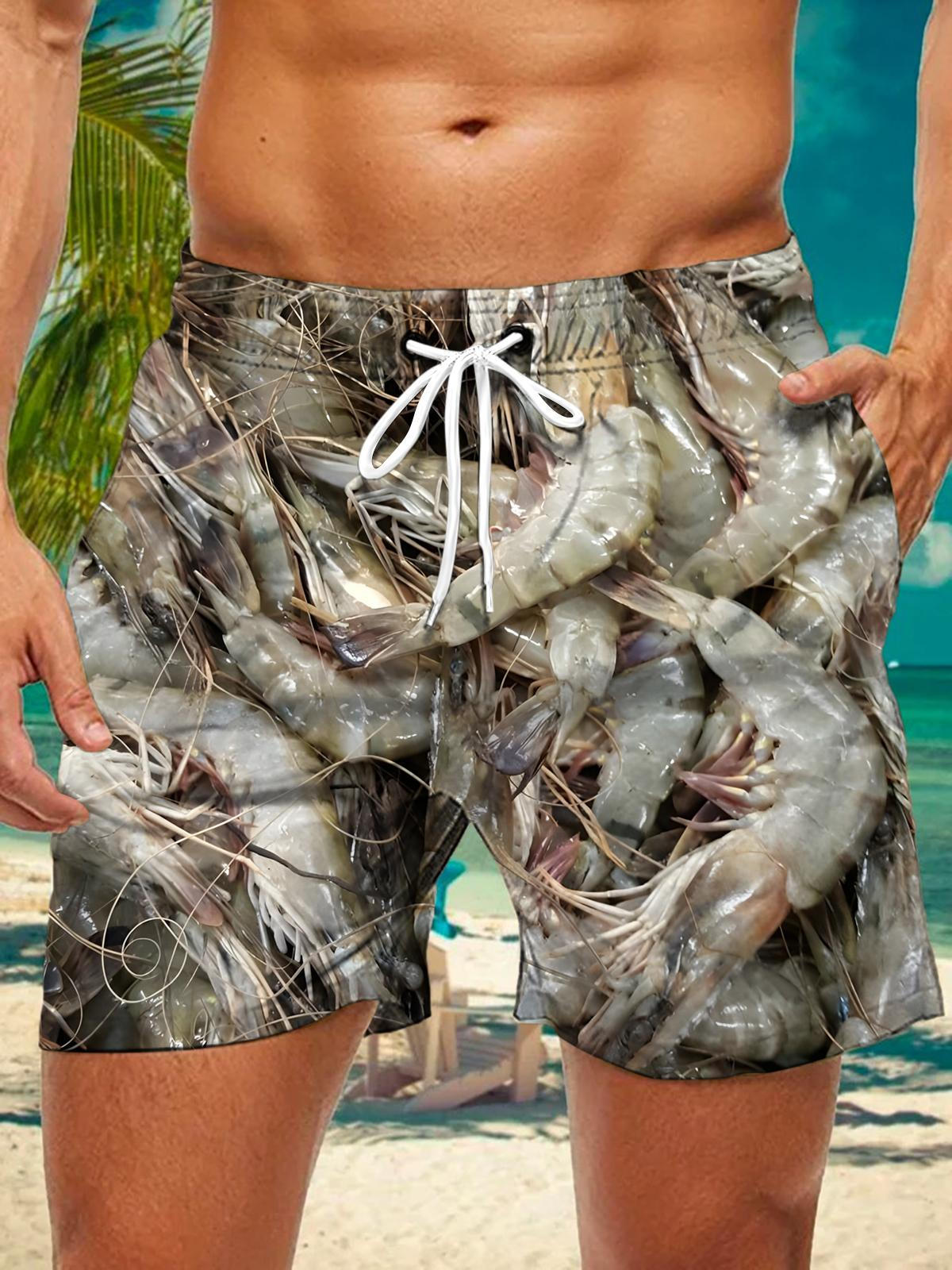 Shrimp Print Men's Print Pocket Shorts