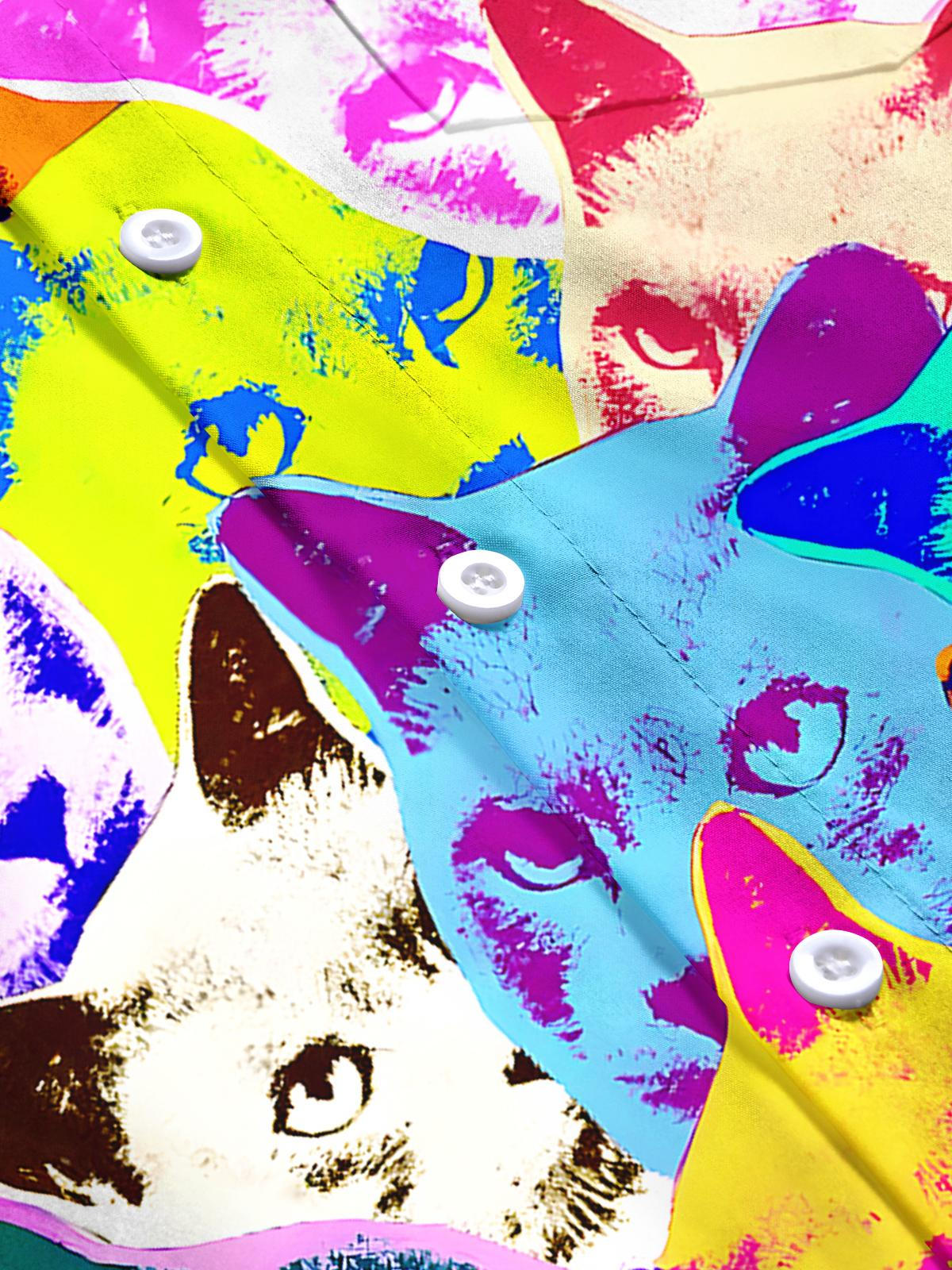 Cat Men's Pocket Short Sleeve Shirts