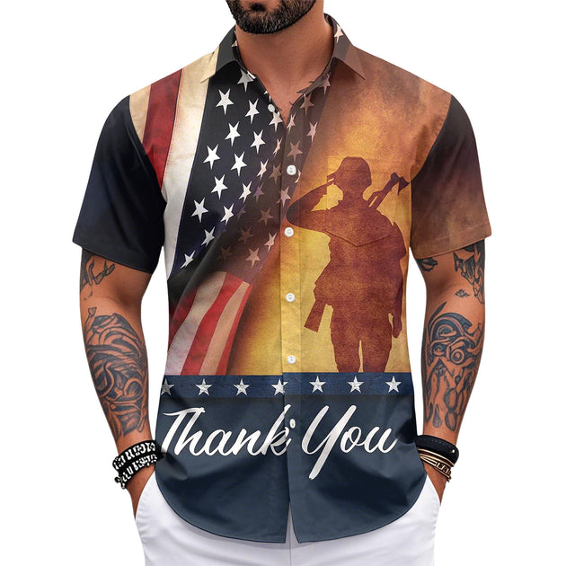 Patriotic Hawaiian Shirts for Men 250 Years Eagle Flag Patriotic Button Up Shirt Hawaiian Outfit for Parade sweetie