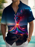 Volcano Print Men's Pocket Short Sleeve Shirts